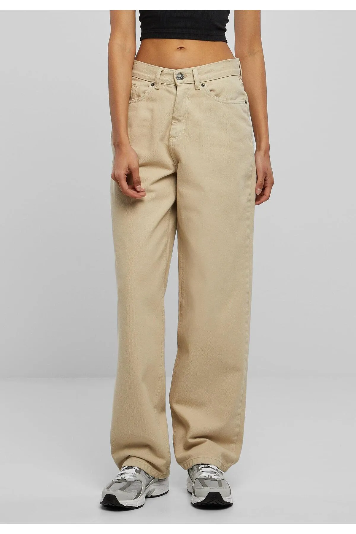 Urban Classics  Damen Denim-Hose im 90er-Jahre-Stil mit hoher Taille und weitem Bein