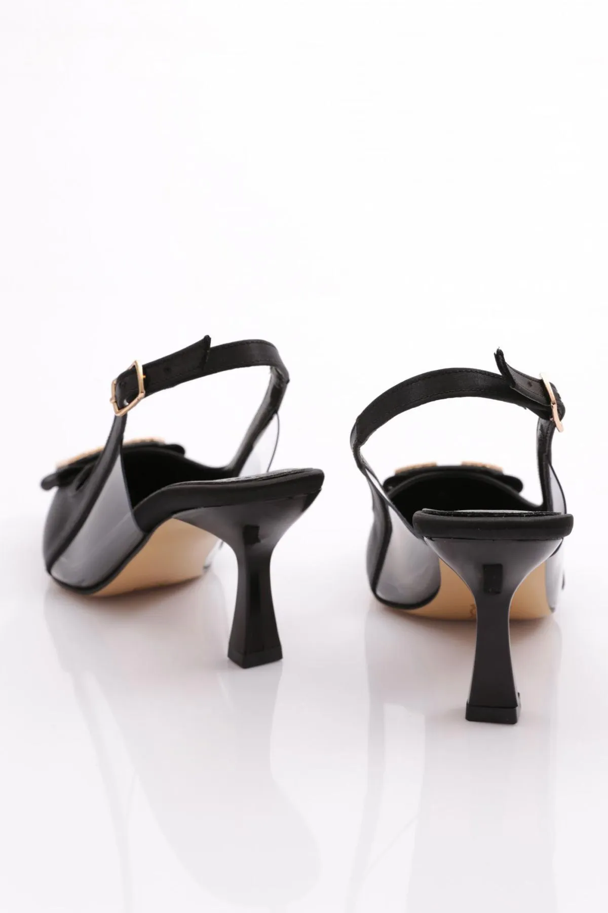 DGN  Schwarze Satin K13 Damenschuhe mit geschlossenem Absatz