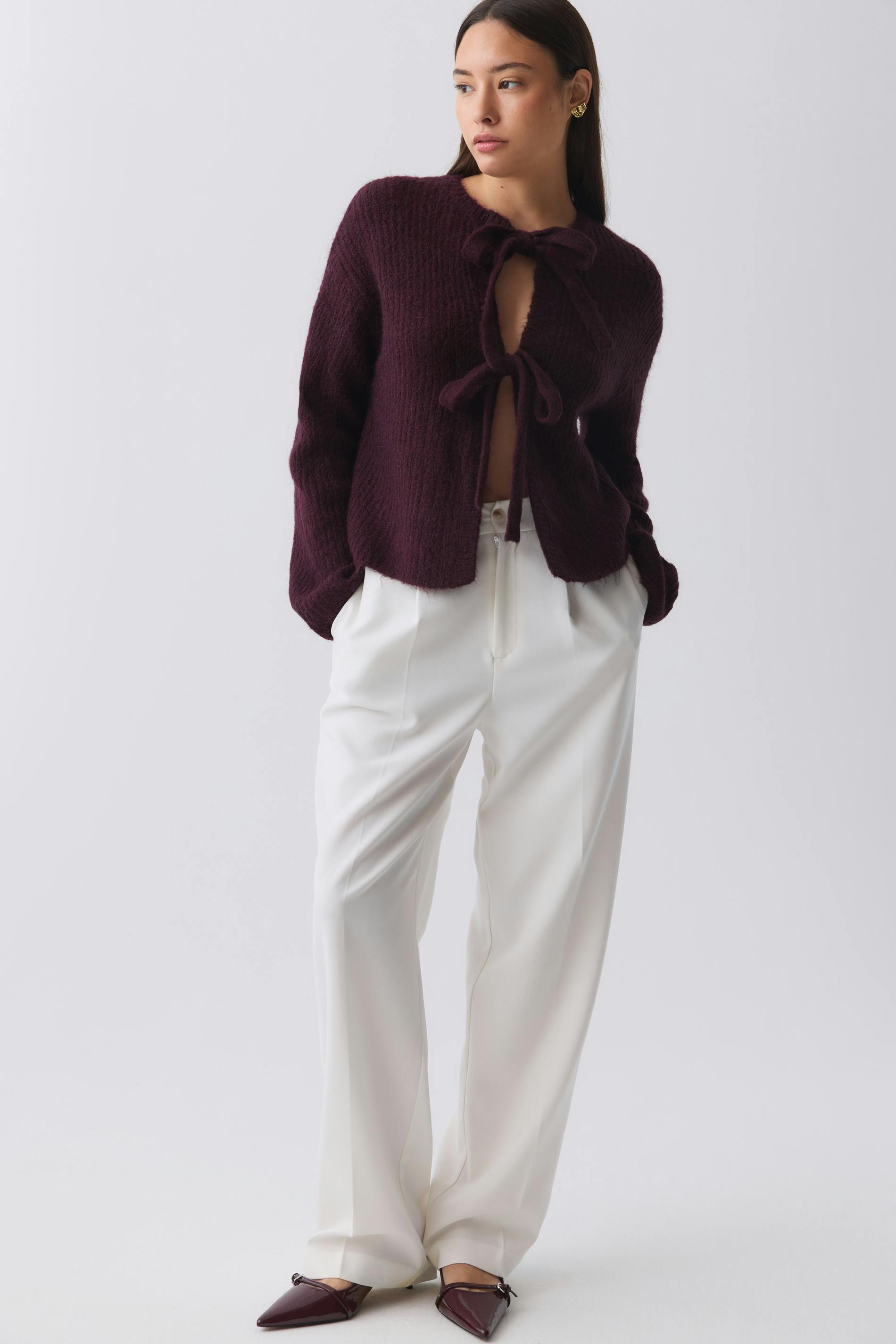 Knitted tie cardigan