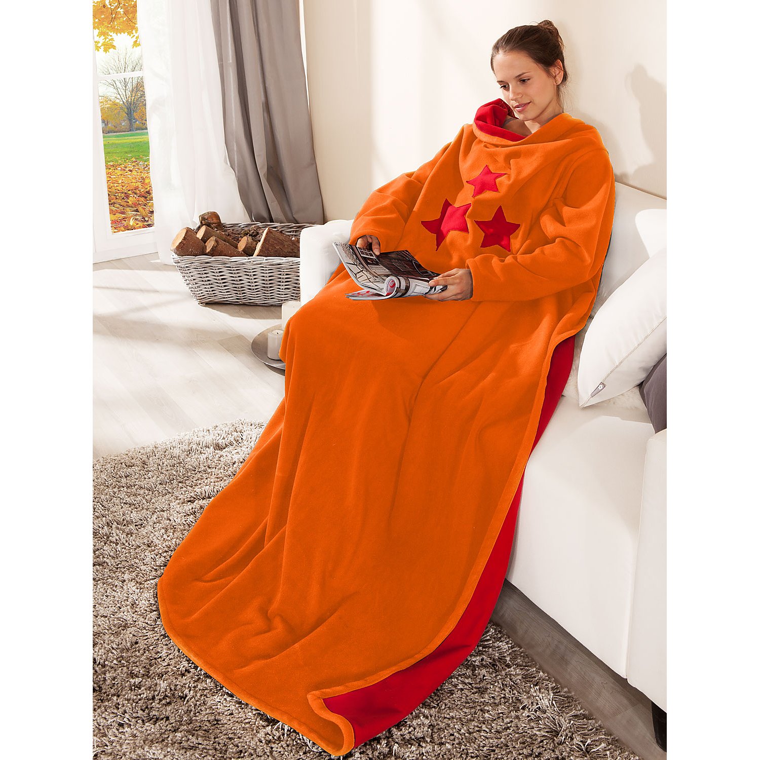 Fleecestoff, orange
