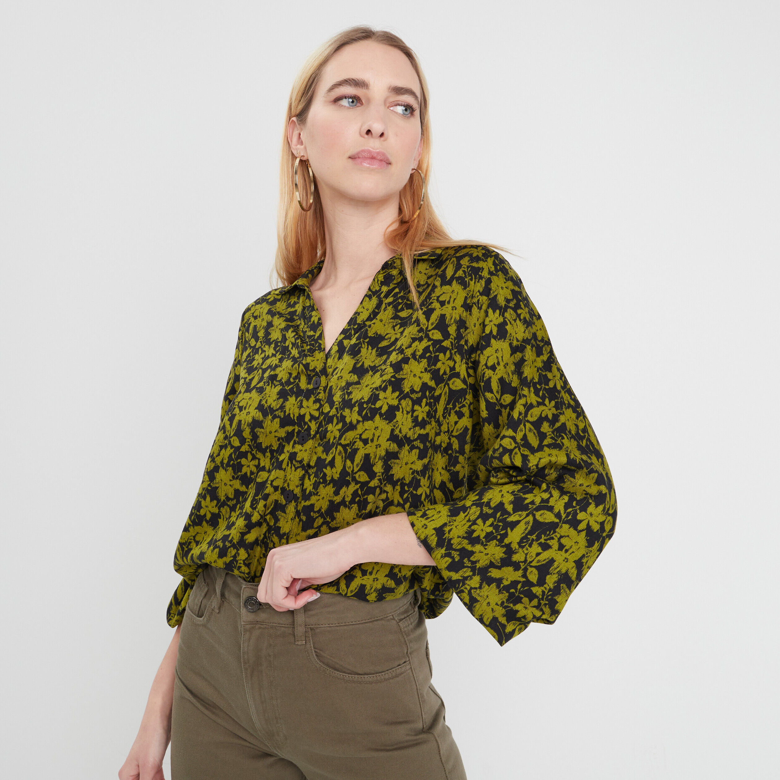 Chemise manches longues noir femme | Cache Cache