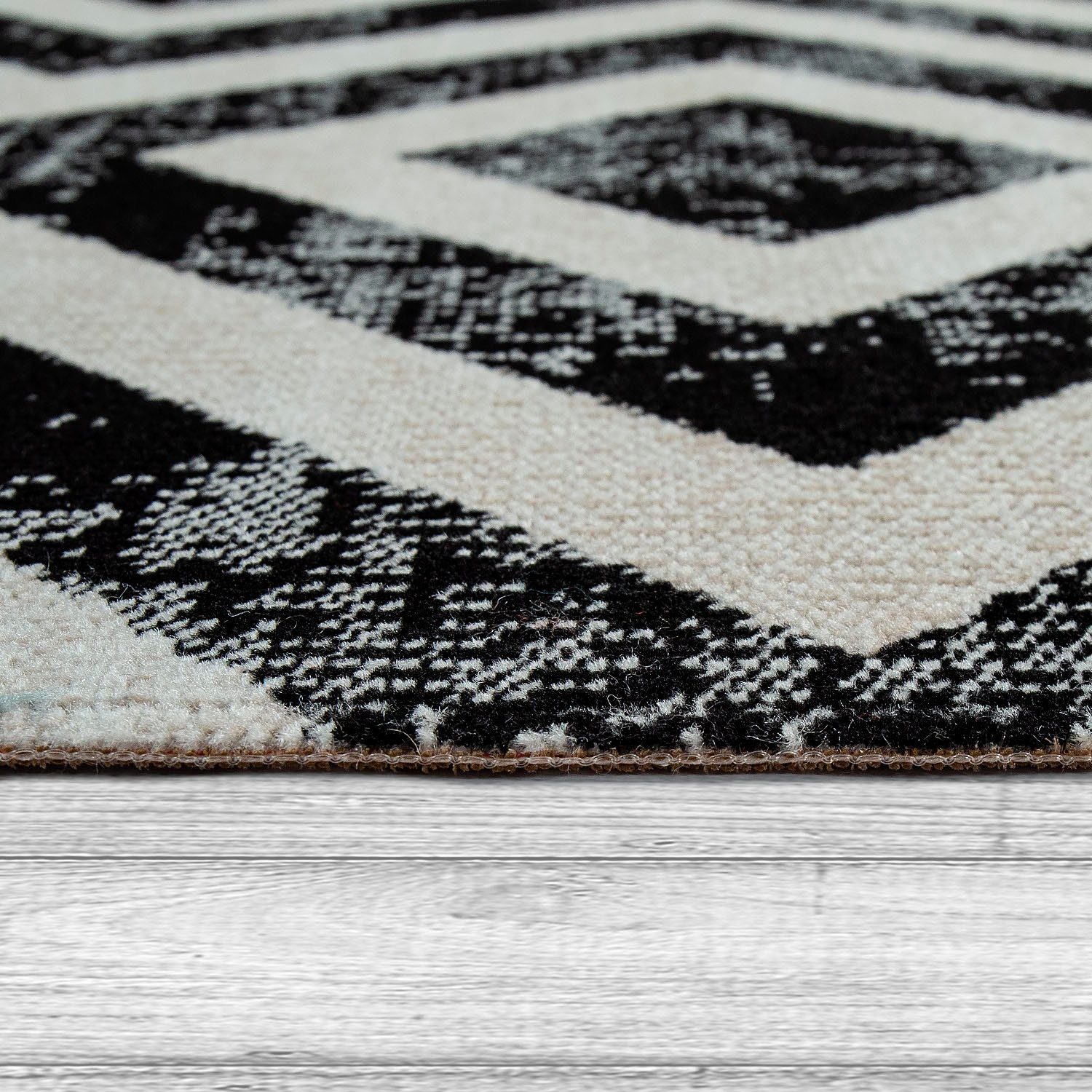 Läufer Poco 821, Paco Home, rechteckig, Höhe: 6 mm, Teppich-Läufer, Kurzflor, Rauten-Design, mit Fransen, Outdoor geeignet