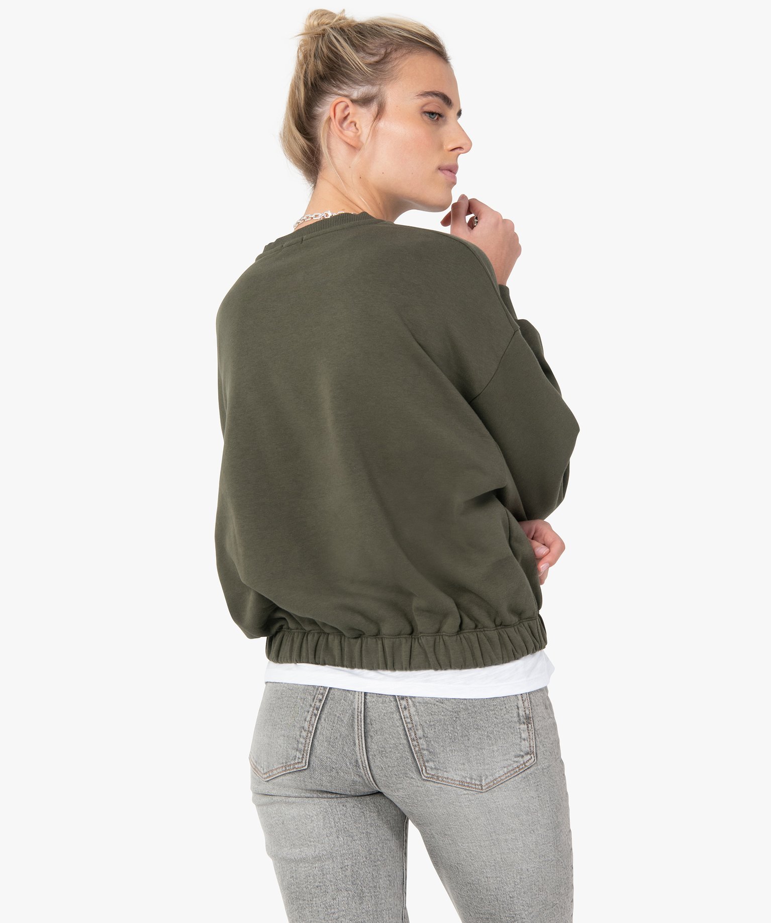 Sweat femme court avec inscription XXL kaki | GEMO