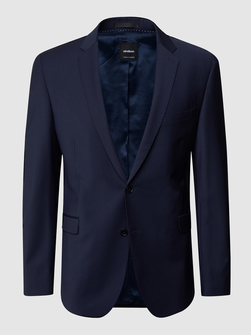Slim Fit 2-Knopf-Sakko mit fallendem Revers 'Flex Cross' in marineblau