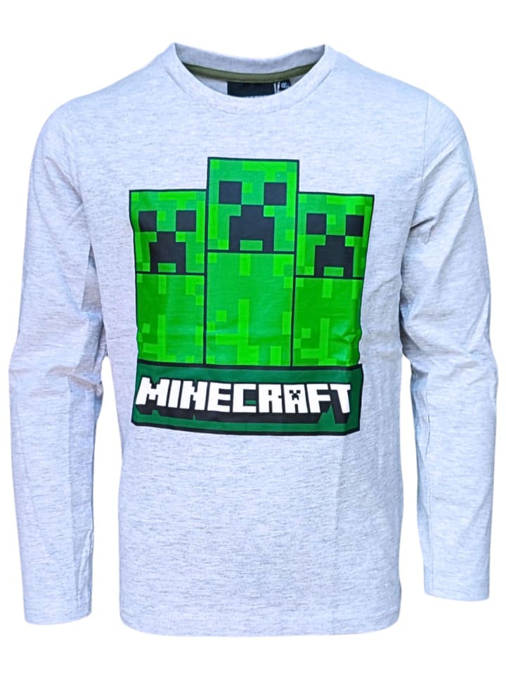 Minecraft Langarmshirt Minecraft Creeper in Grau günstig kaufen 116