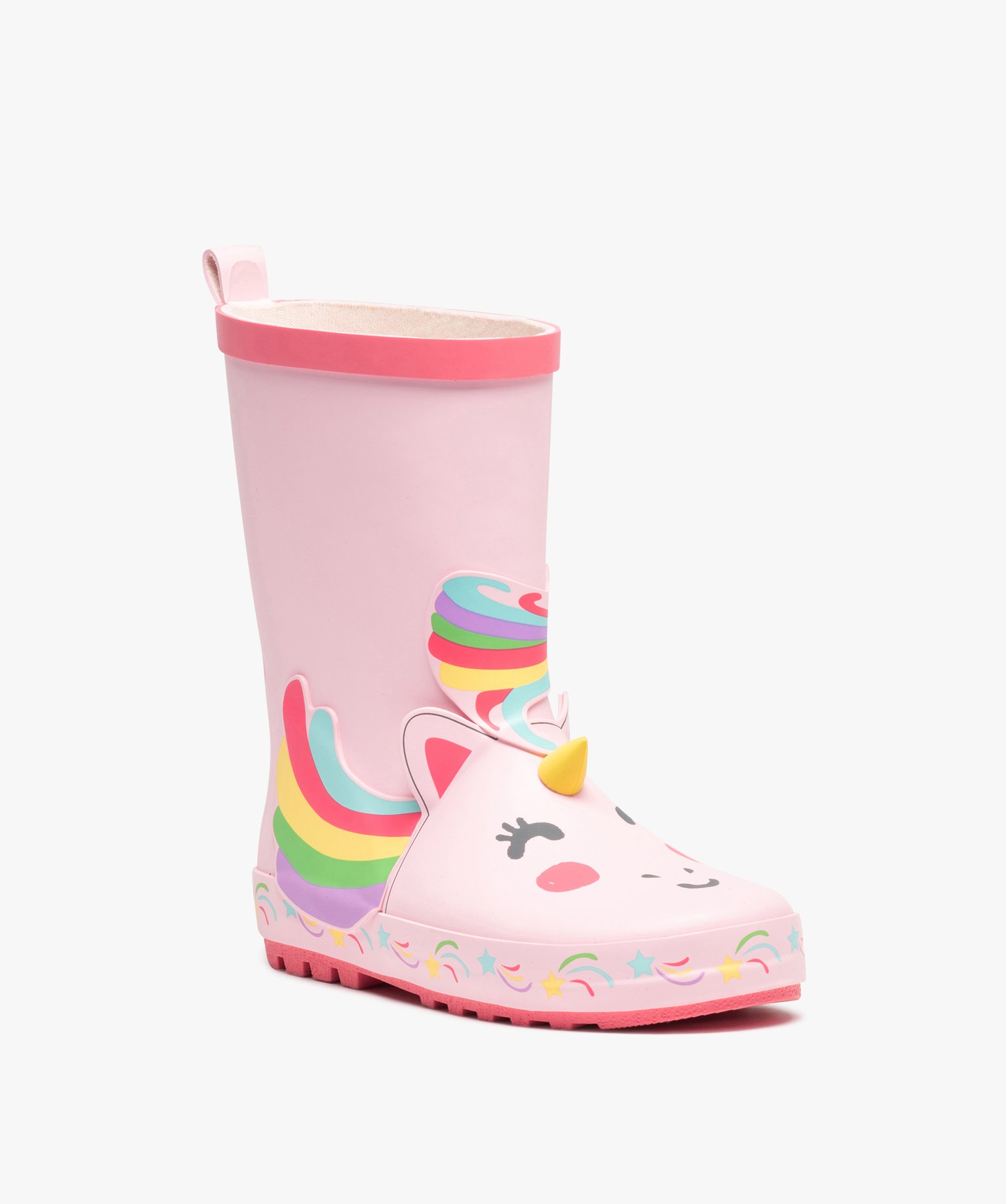 Bottes de pluie fille en caoutchouc forme licorne rose | GEMO