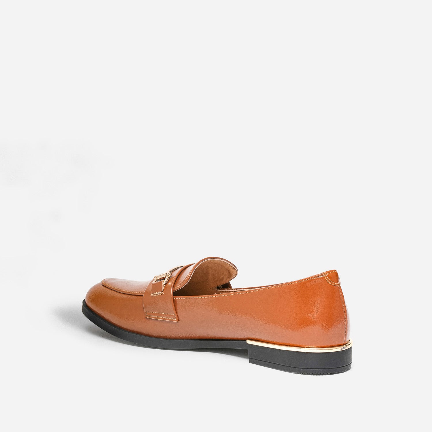 Mocassin cognac détails dorés