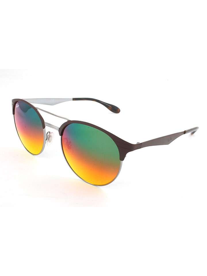 Ray Ban Unisex-Sonnenbrille in Braun-Silber/ Grün-Orange günstig kaufen