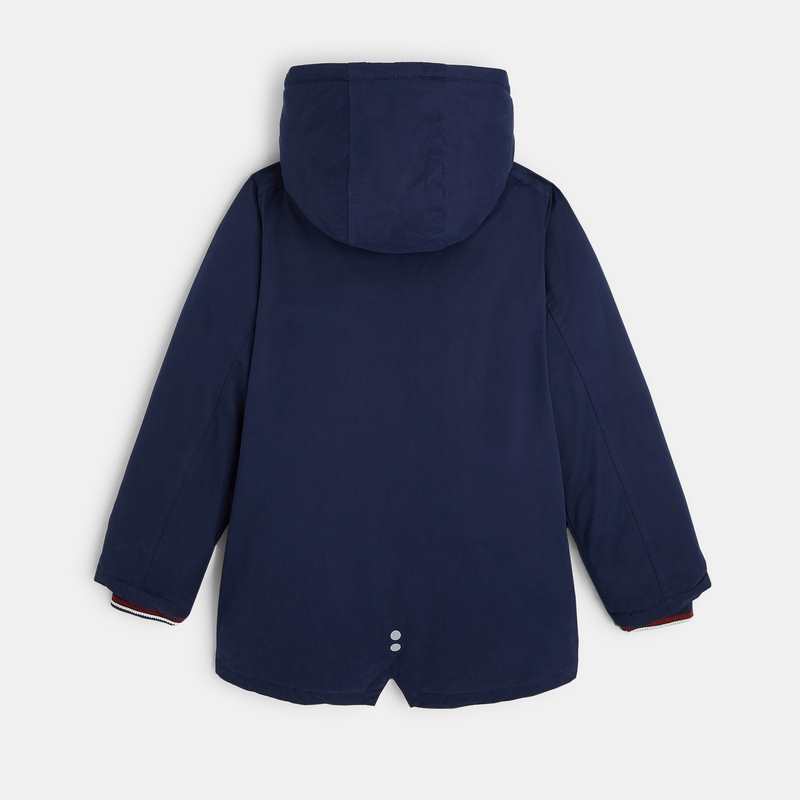 Parka doublée en moumoute sherpa bleu garçon