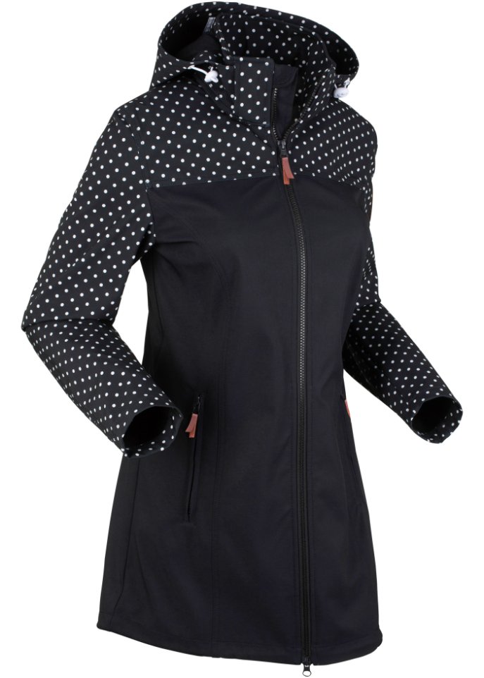 Bedruckte Softshelljacke, schlanker Schnitt, wasserabweisend