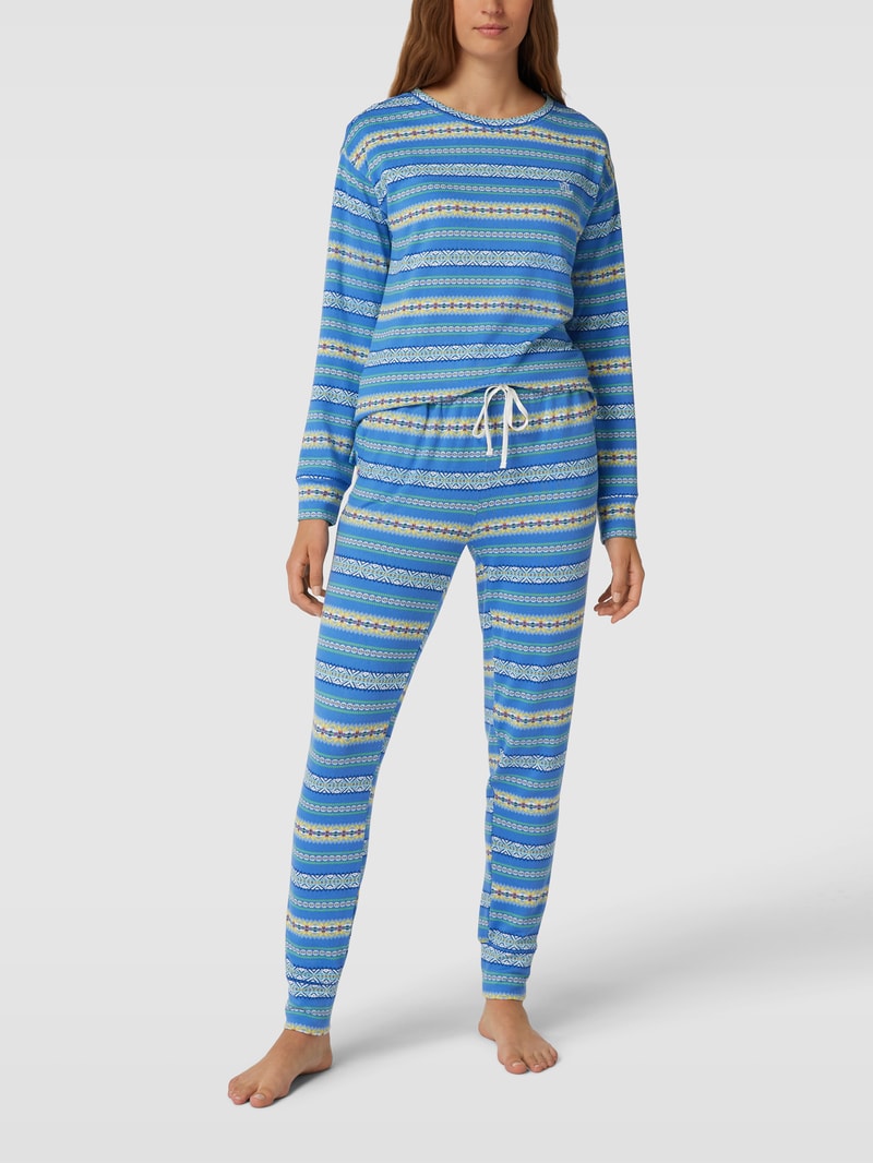 Pyjama mit Allover-Muster in ozean blau