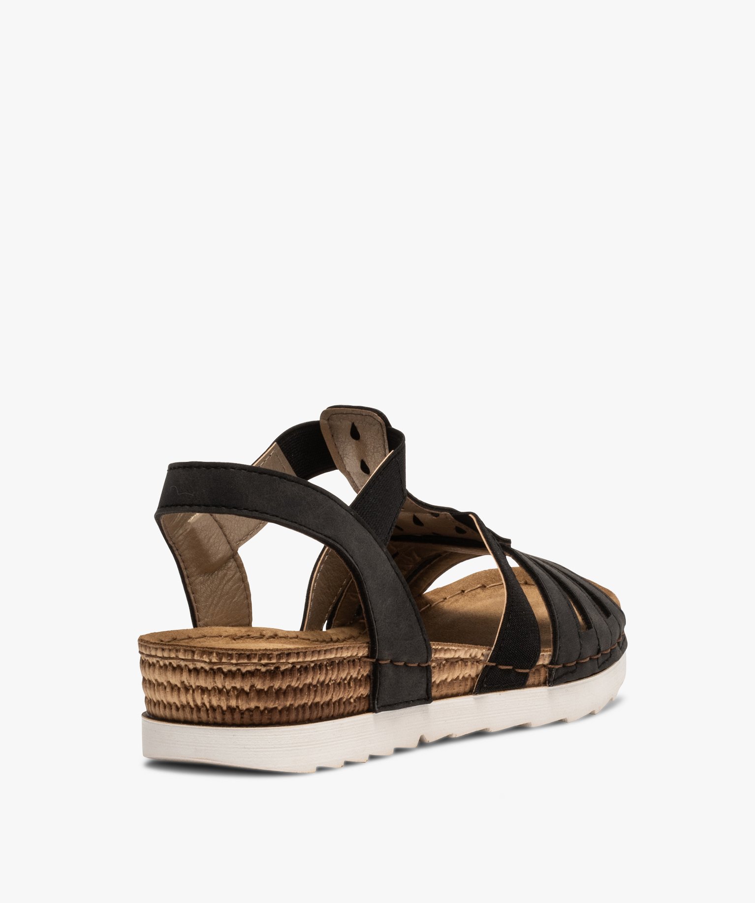 Sandales femme confort à brides élastiques et strass noir | GEMO