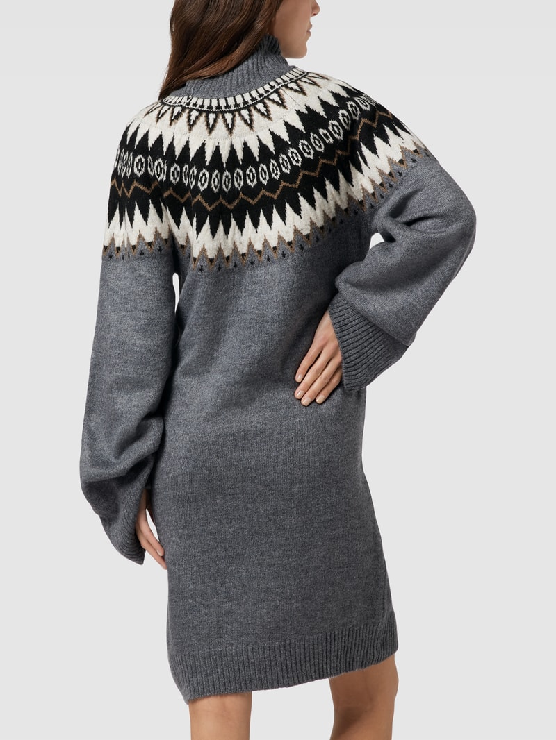 Umstands-Strickkleid mit Norwegermuster Modell 'MLELI' in mittelgrau