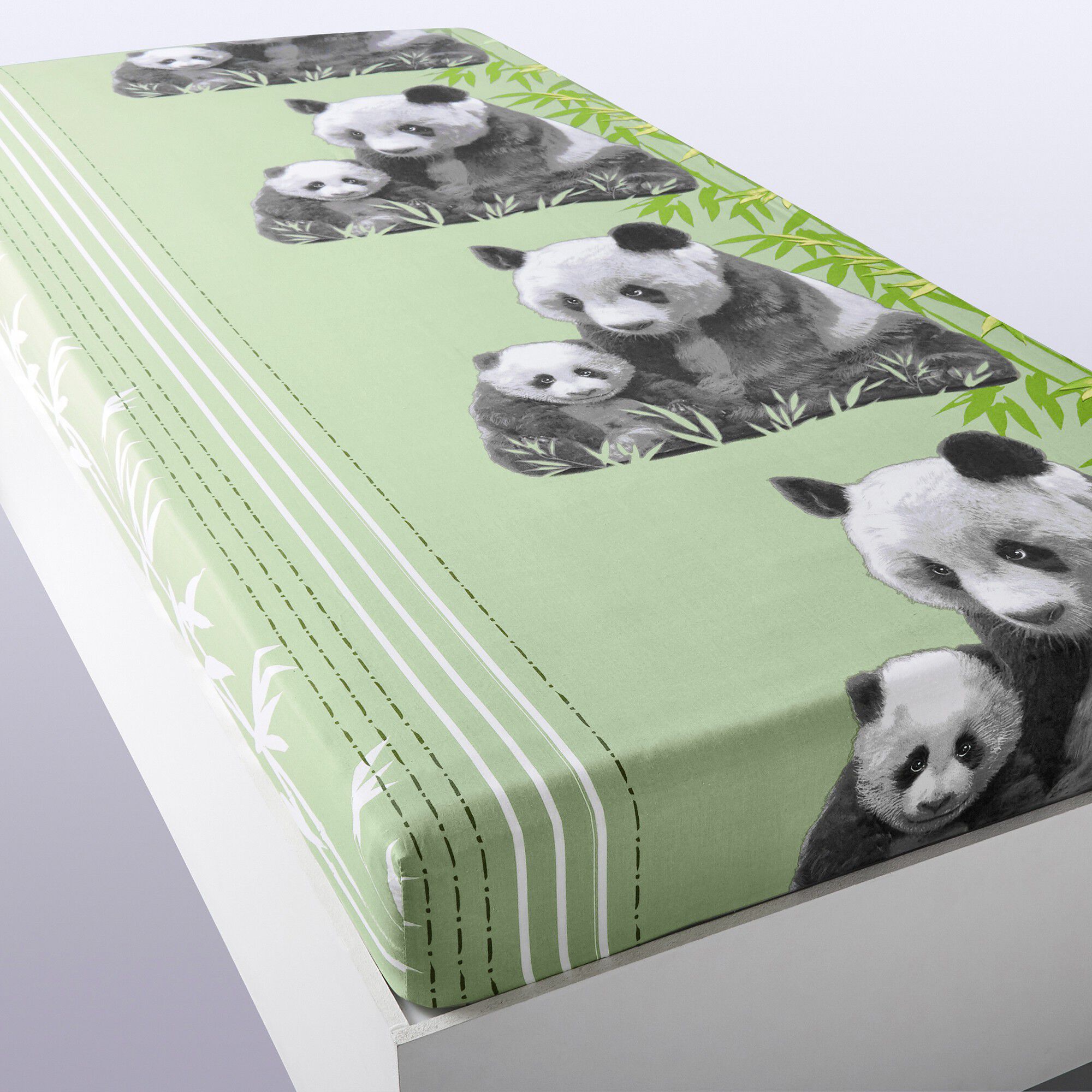 Linge de lit imprimé Pandas, polycoton