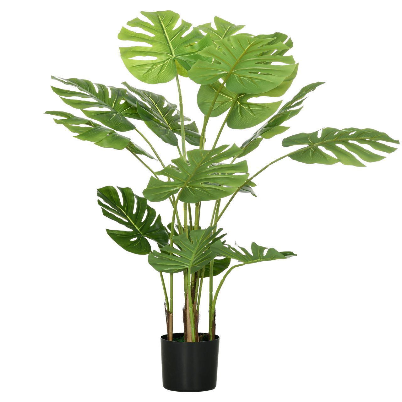 HOMCOM Künstliche Pflanze, 120 cm Kunstpflanze, Künstlich Monstera mit Übertopf