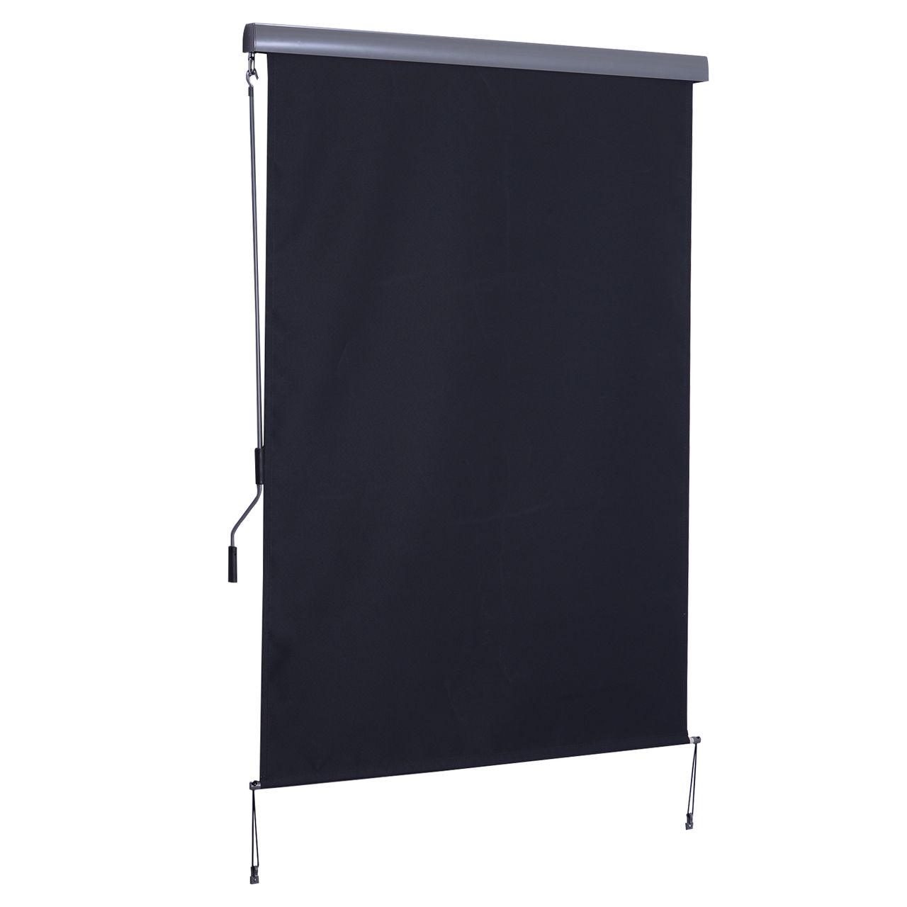 Outsunny Senkrechtmarkise Balkonmarkise Vertikalmarkise Windschutz mit Handkurbel Dunkelgrau 140 x 200 cm