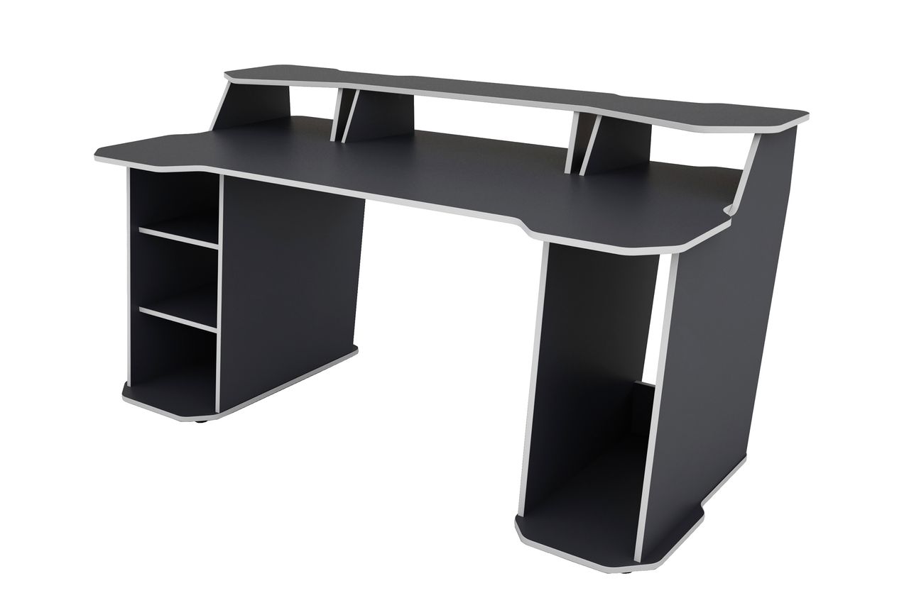 byLiving MATRIX Schreibtisch mit Regalaufsatz, Breite 180 cm,  anthrazit, Kanten weiß