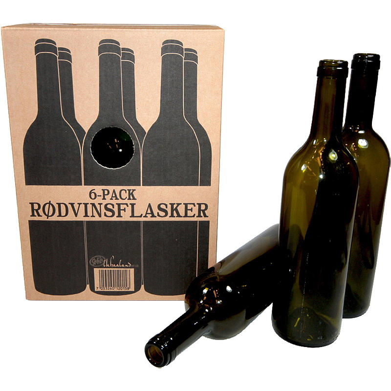 Tomflasker 6-pk 0,75 liter, rødvin