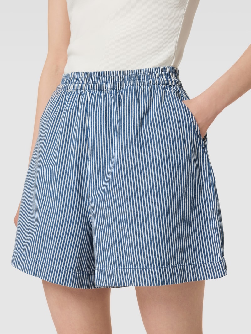 Shorts mit Streifenmuster Modell 'CAMARI' in marineblau