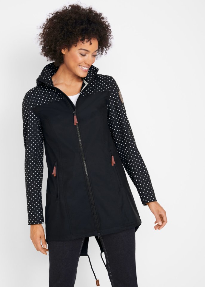 Bedruckte Softshelljacke, schlanker Schnitt, wasserabweisend