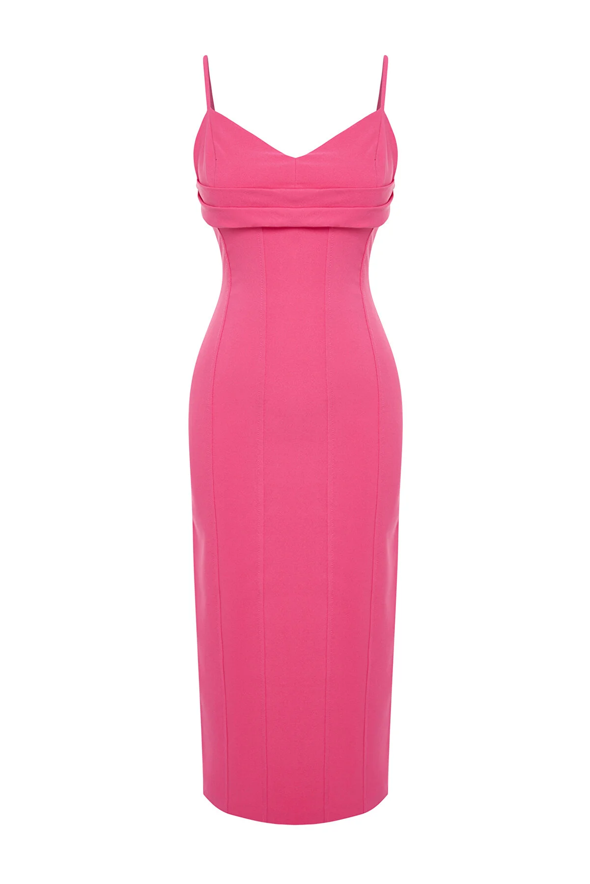 Trendyol Collection  Tailliertes, stilvolles Abendkleid in Fuchsia TPRSS24EL00057