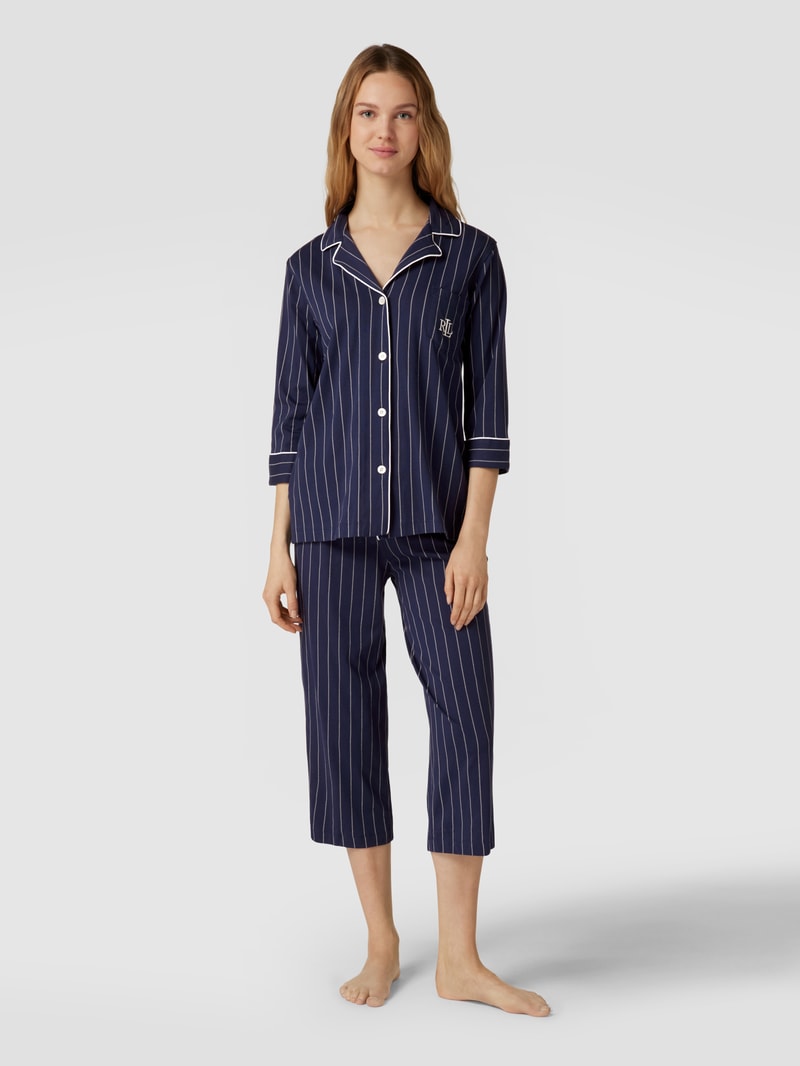 Pyjama mit Streifenmuster in marineblau