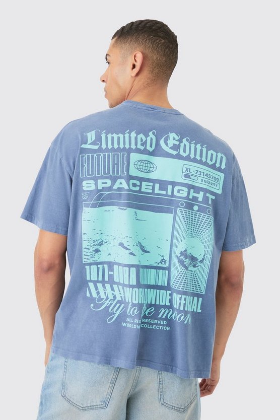 Oversize T-Shirt mit Mond-Print