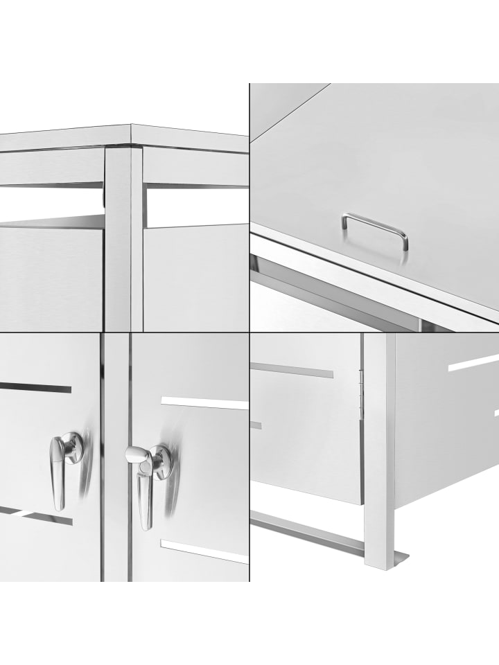 en.casa Mülltonnen Box Fahrenwalde für 2 Tonnen in Silber (B)132cm günstig kaufen onesize
