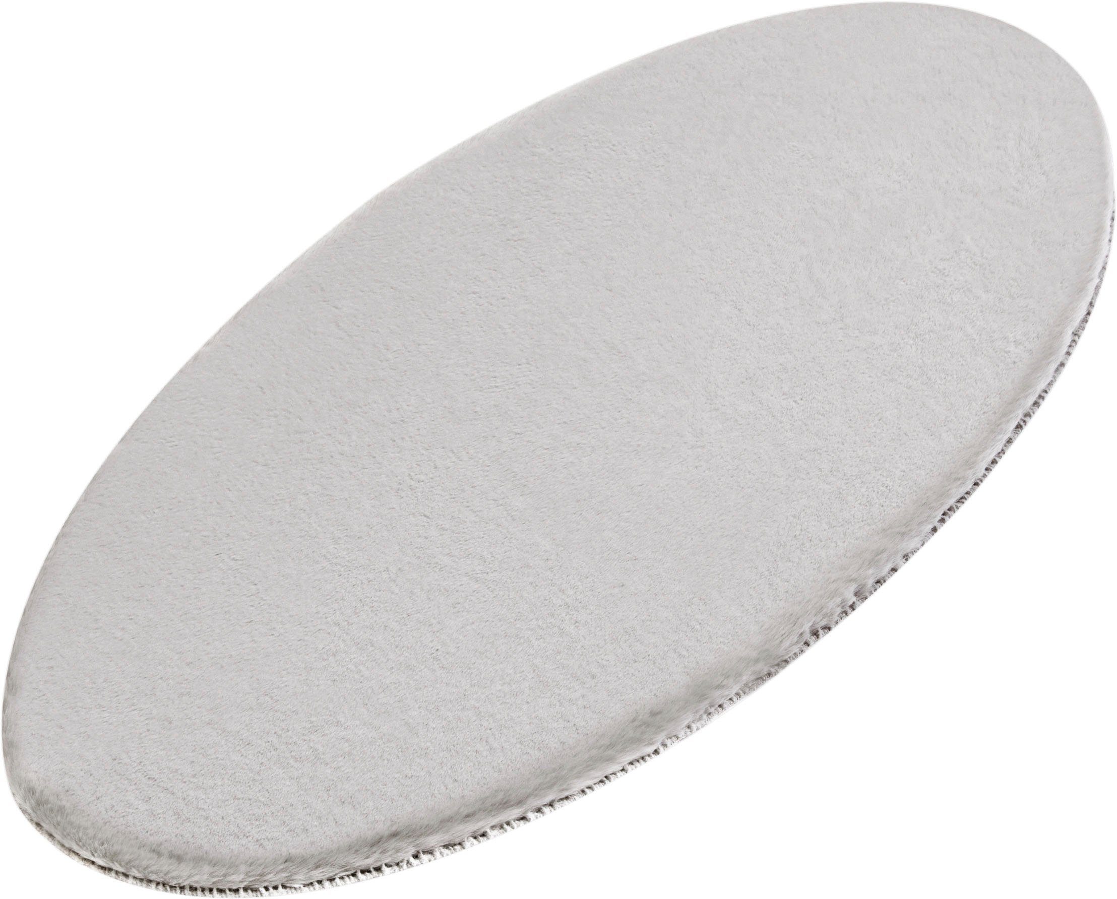 Badematte Cony Oval Kleine Wolke, Höhe 25 mm, beidseitig nutzbar, fußbodenheizungsgeeignet, Polyester, rechteckig, Badteppich, Fell-Optik, Uni Farben, besonders weich, waschbar