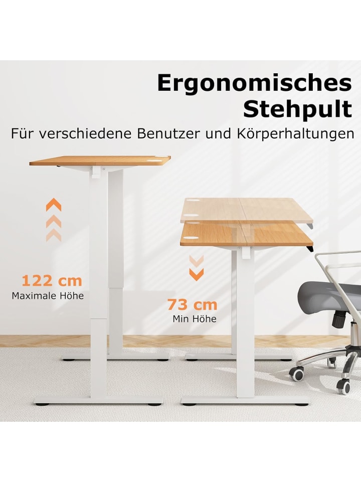 COSTWAY Stehschreibtisch 120x60cm elektrisch Höhenverstellbar in Beige günstig kaufen onesize