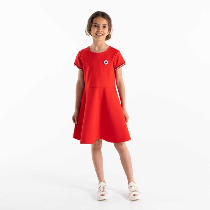 Robe patineuse en jersey milano rouge fille
