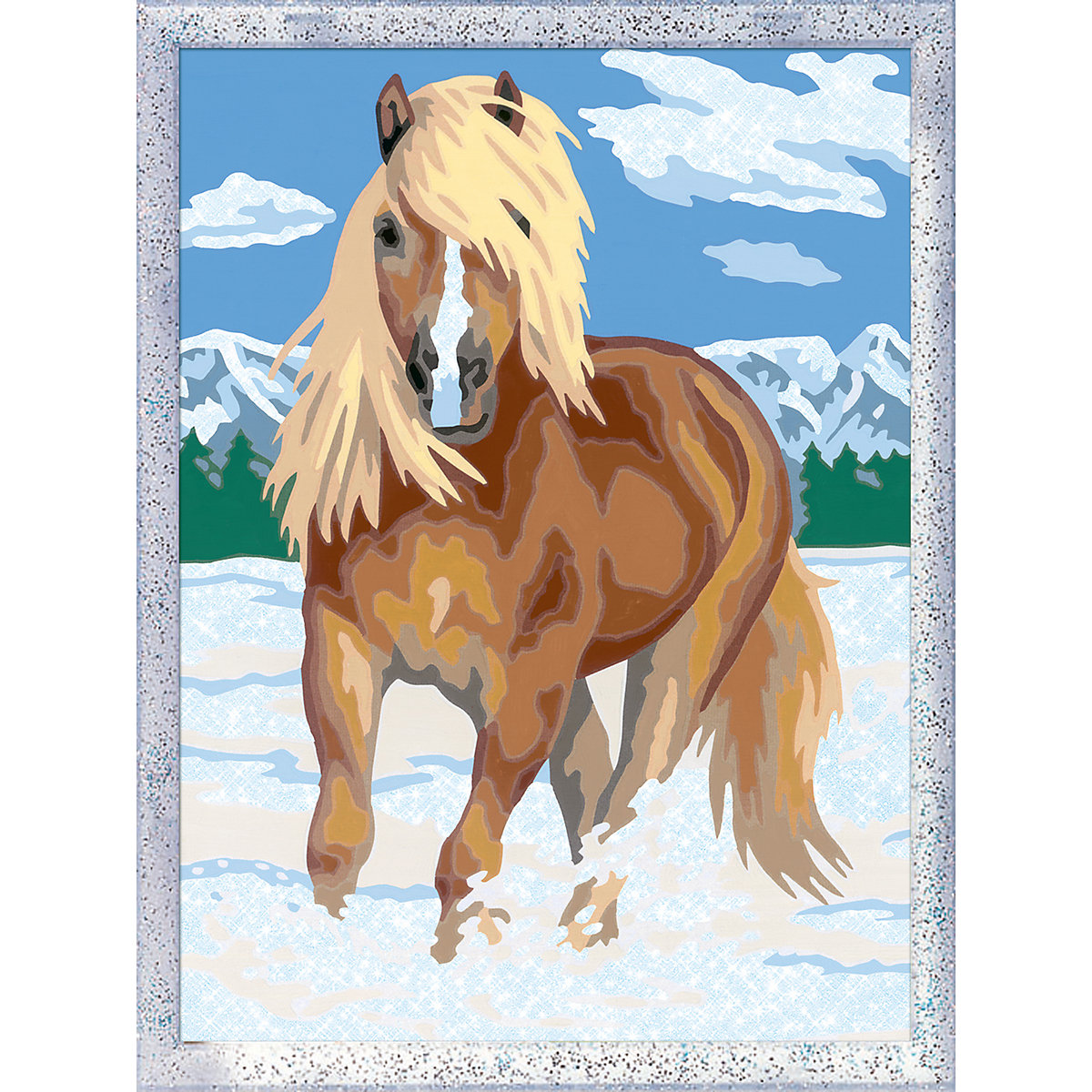 Malen nach Zahlen - Haflinger im Schnee