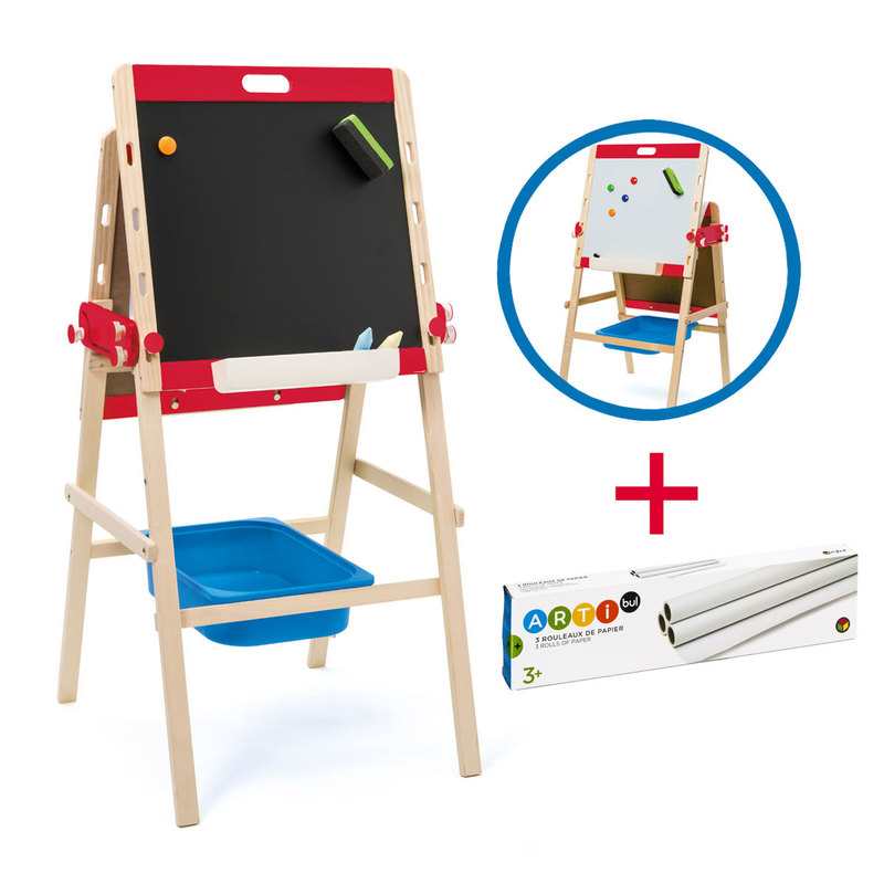 Lot Tableau 2 supports pliable et réglable en hauteur et 3 rouleaux de papier Oxybul