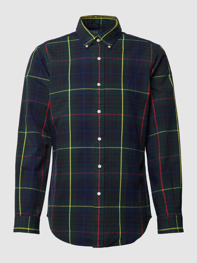 Custom Fit Freizeithemd mit Tartan-Karo in dunkelgrün