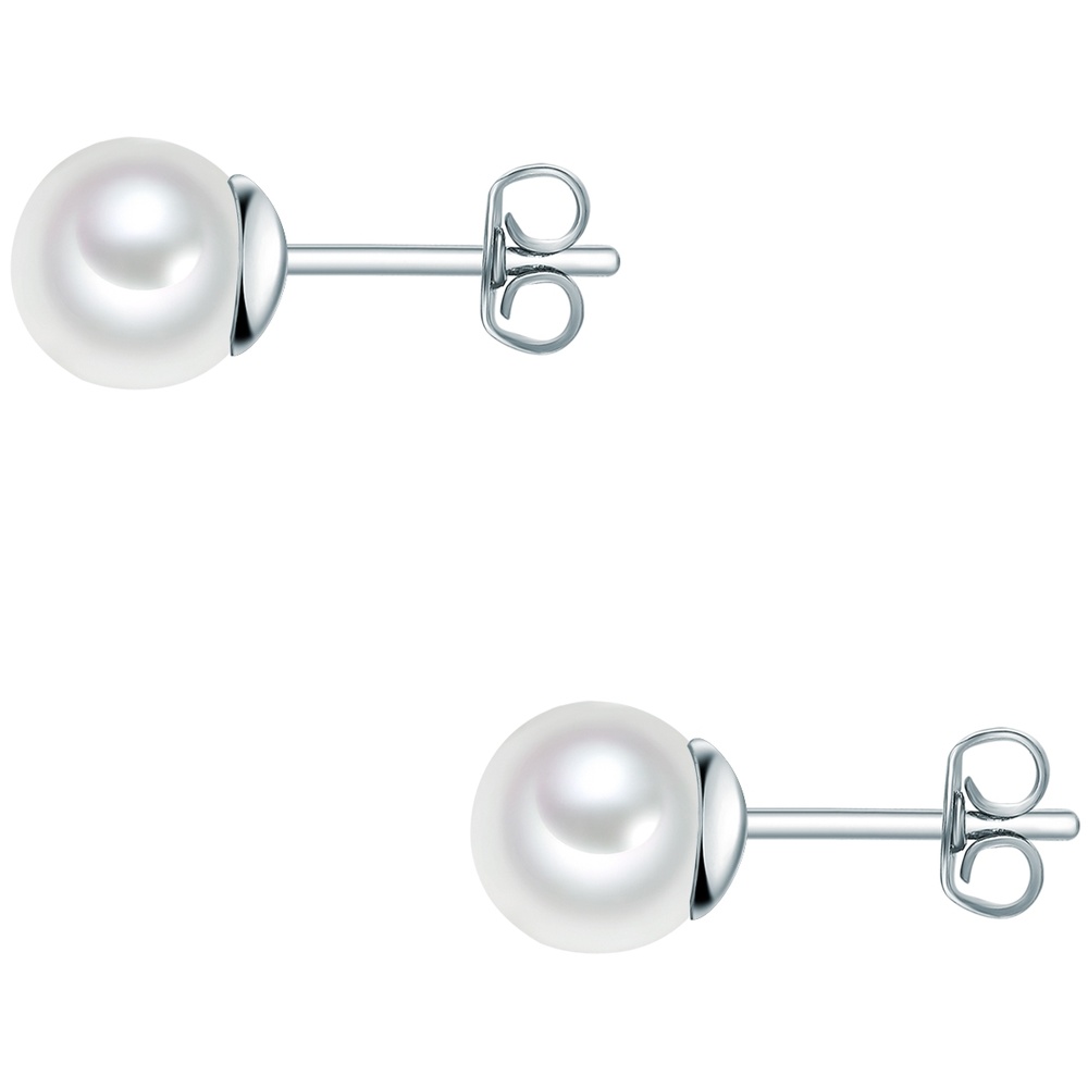 Rafaela Donata Puces d'oreilles en argent Perles organiques Perles organiques en Blanc Boucles d'oreilles