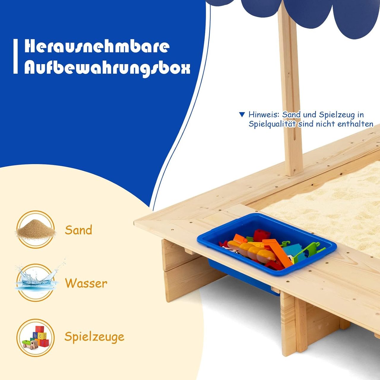 Costway Sandkasten aus Holz