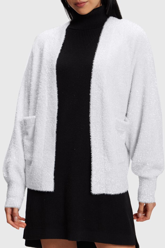 Flauschiger Oversize-Cardigan in Metallic-Optik