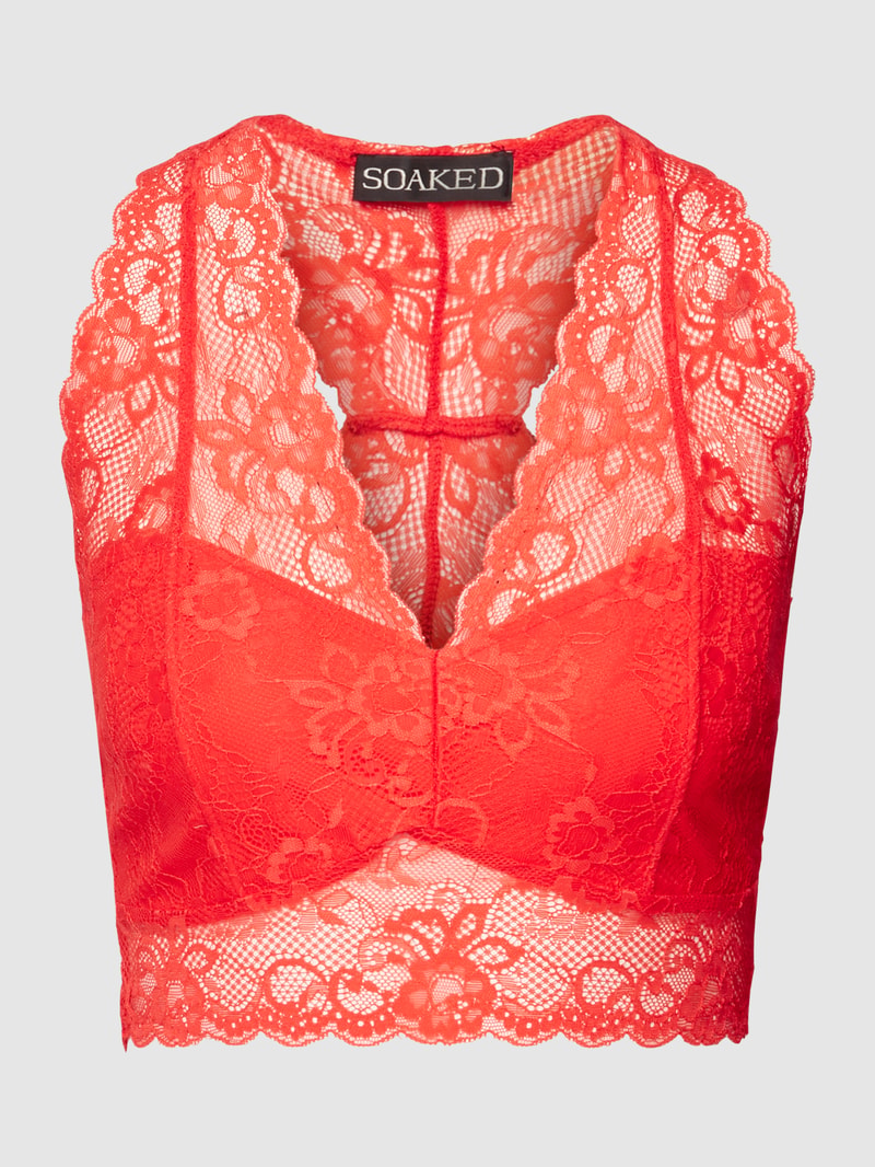 Bralette mit Spitzenbesatz Modell 'DOLLY' in rot