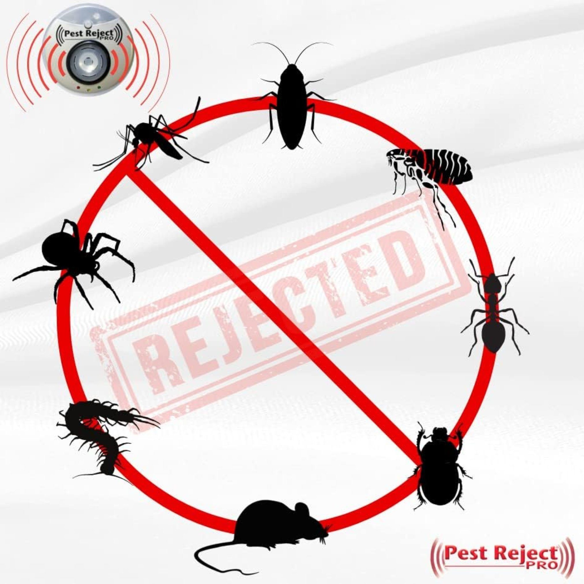 Pest Reject® Ultraschall-Tierabwehr Pest Reject Pro Insektenvertreiber, Spar-Set 1-tlg., Keine Chemie bis zu 300m2 mit Nachtlicht für die Steckdose
