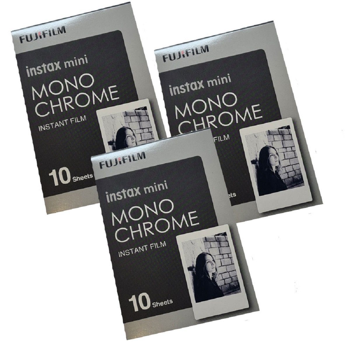 FUJIFILM 3x Fuji Instax Mini Monochrome Sofortbildfilm für Sofortbildkamera