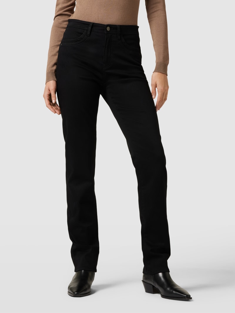 Jeans im unifarbenen Design Modell 'Carola' in schwarz