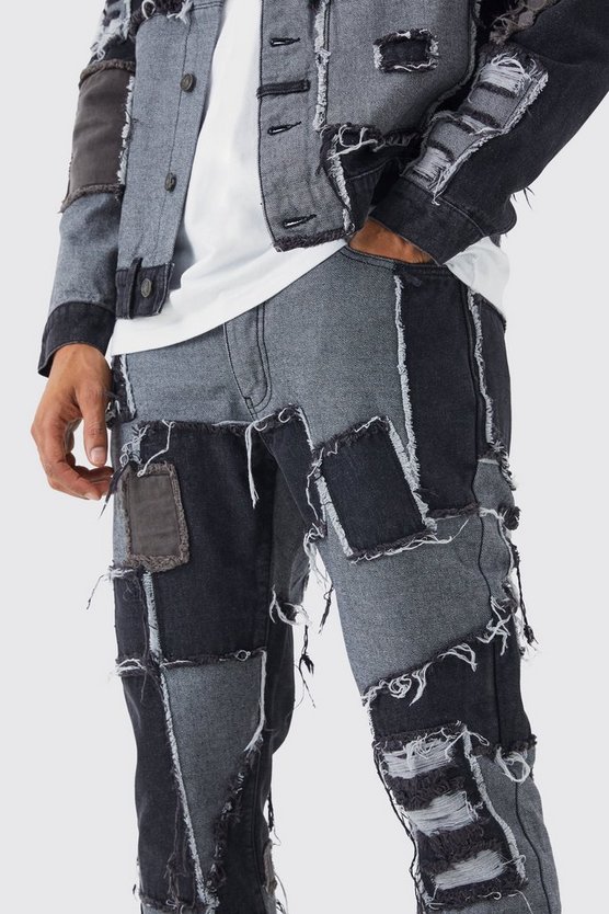 Patchwork Jeans mit geradem Bein