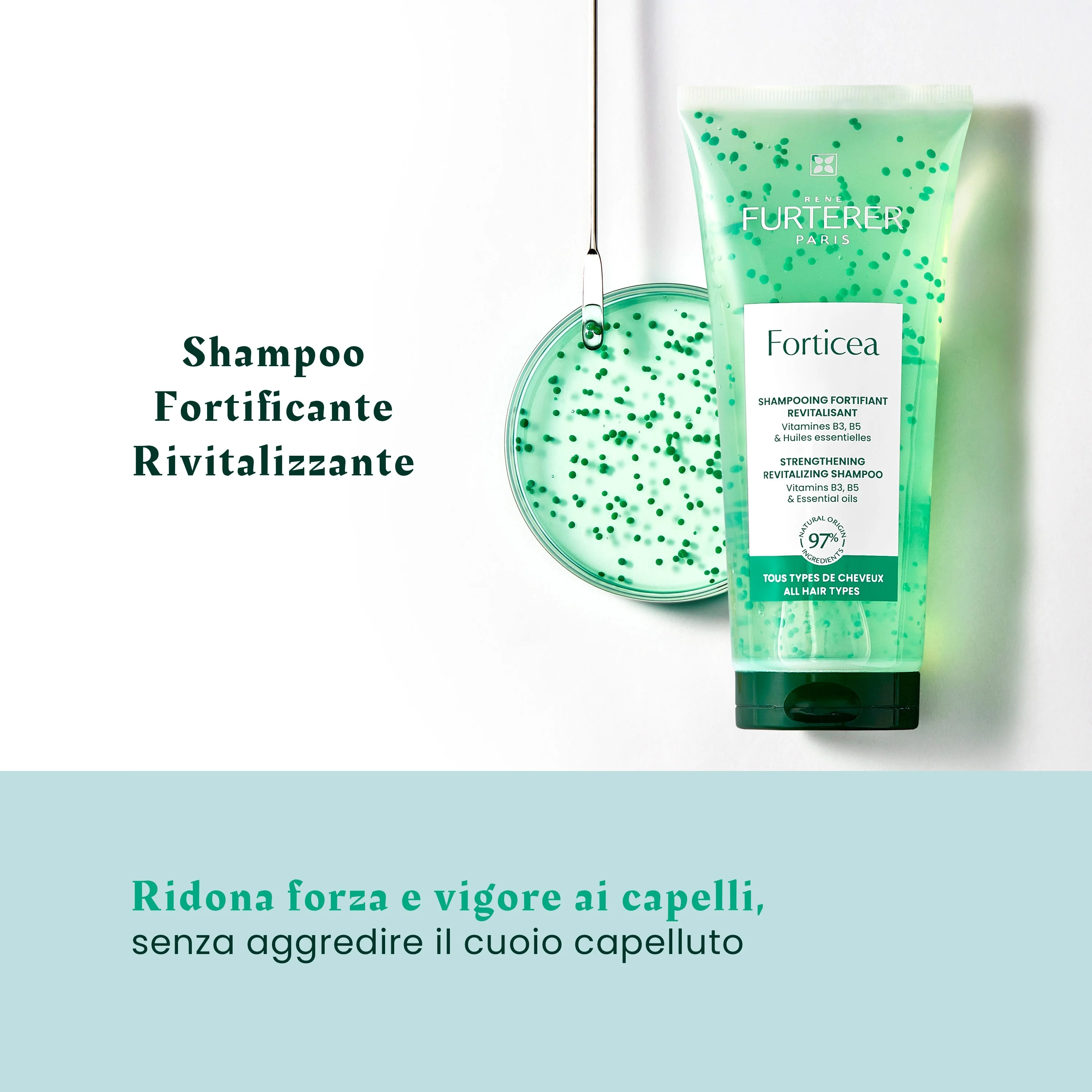 Forticea Shampooing Fortifiant Revitalisant - Champú Fortalecedor, Champú Uso Frecuente