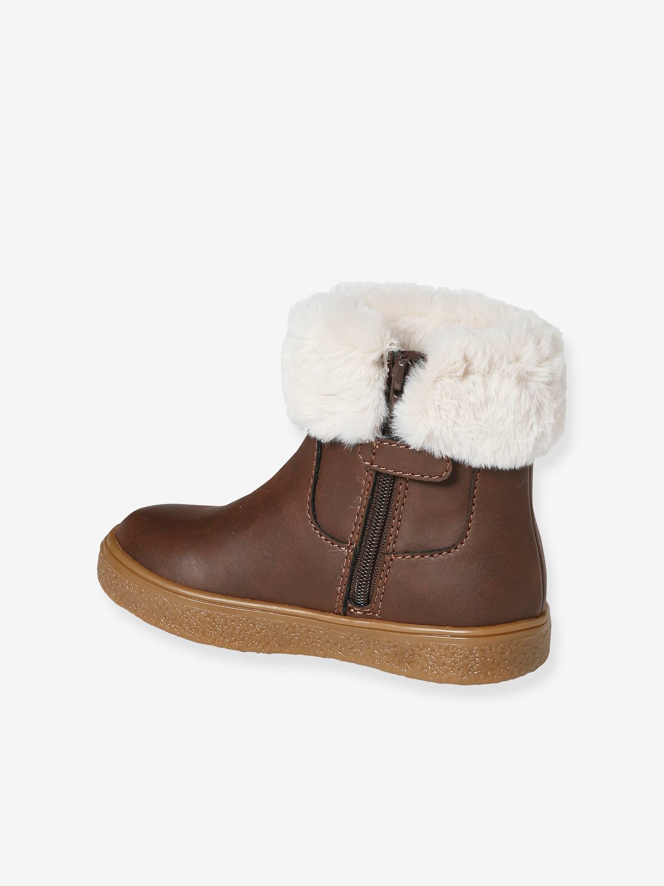 Vertbaudet Warme Mädchen Boots mit Reißverschluss - braun