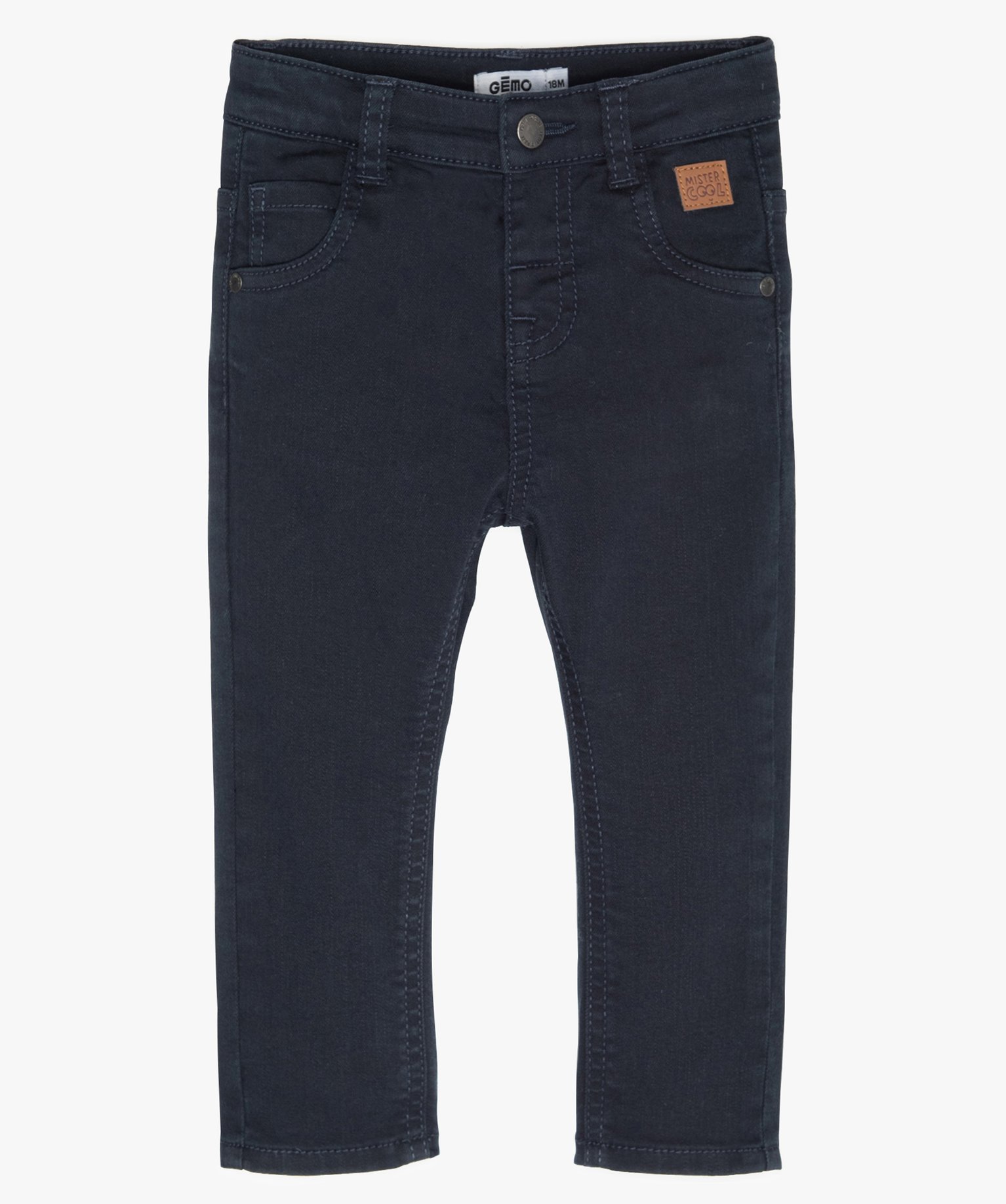 Pantalon bébé Garçon coupe slim en toile extensible marine | GEMO
