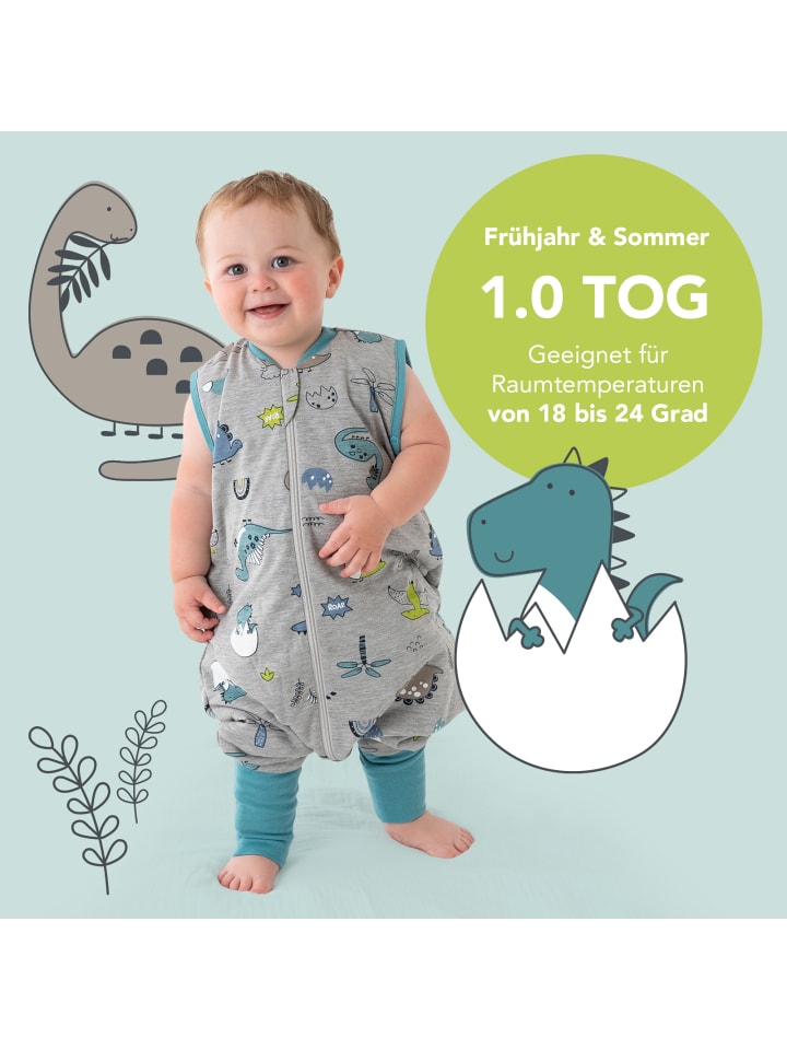 Schlummersack Schlafsack mit Füßen und umklappbaren Bündchen 1.0 TOG in Anthrazit günstig kaufen