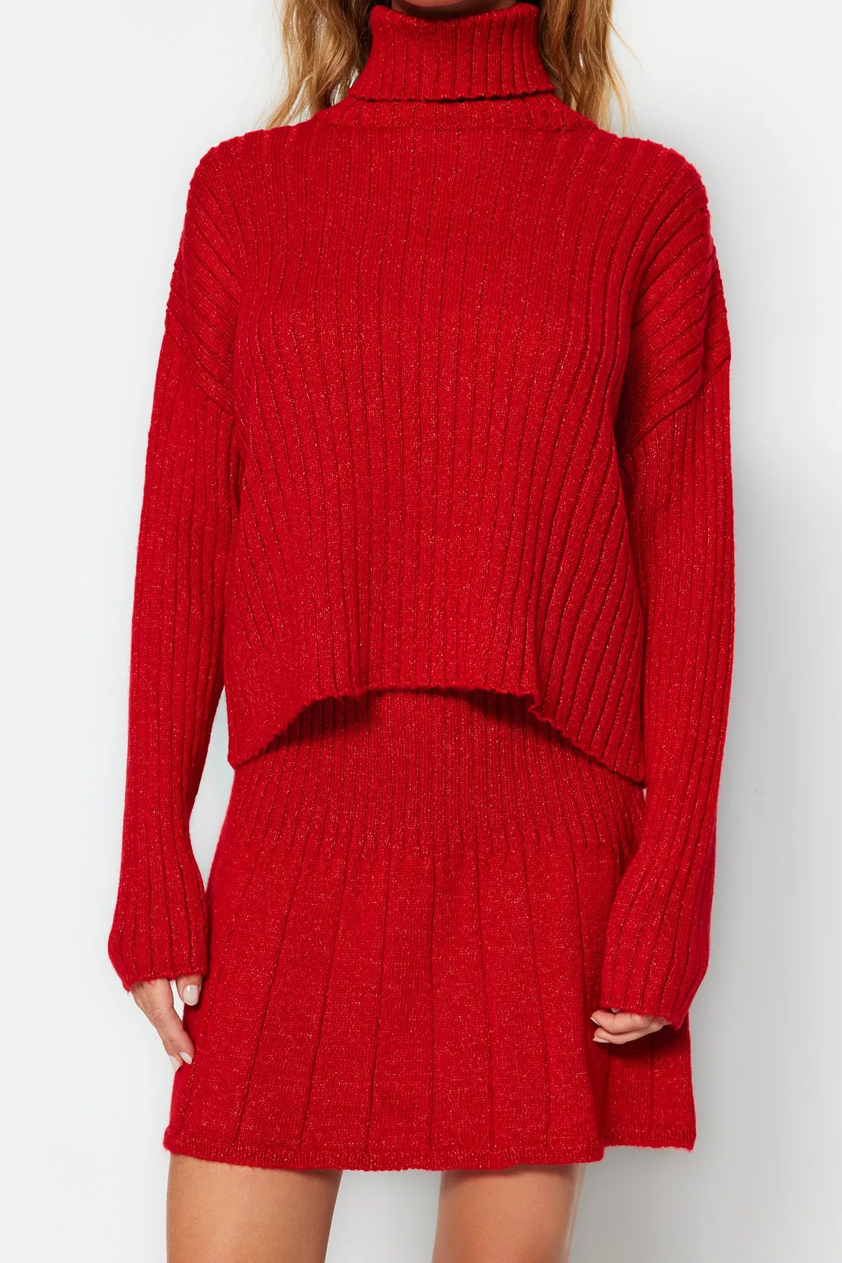 Trendyol Collection  Tile Crop Knitwear Bottom-Top-Set TWOAW24AU00019