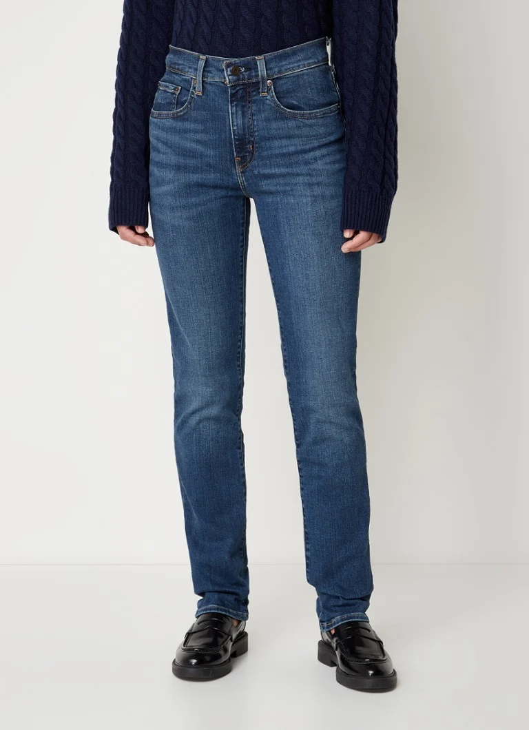 Blugi Levi's 724 cu talie înaltă, croială dreaptă, albaștri, model WA