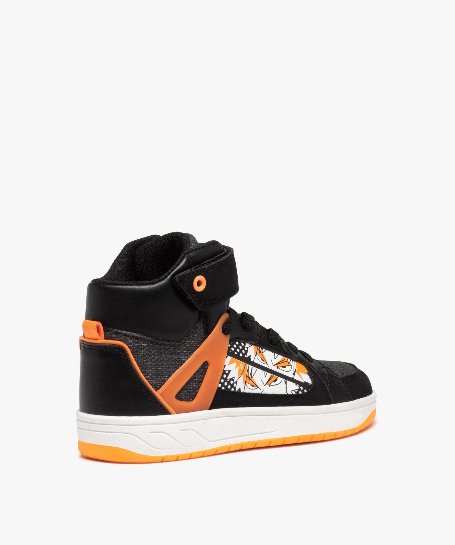 Basket mid-cut fermeture scratch avec motif manga Garçon noir | GEMO