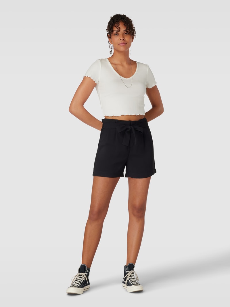 Shorts mit Bindegürtel Modell 'NEW FLORENCE' in schwarz